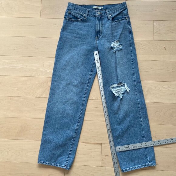 Levis 94 Baggy Womens Distressed High-Waisted Jeans Size 28 ripped 100% Cotton - Picture 8 of 11